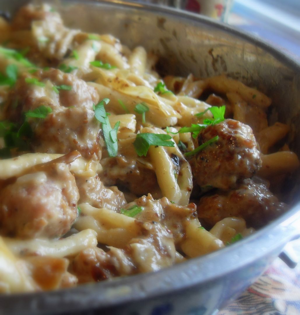 The English Kitchen Creamy Mustard Sausage and Pasta Hot Dish
